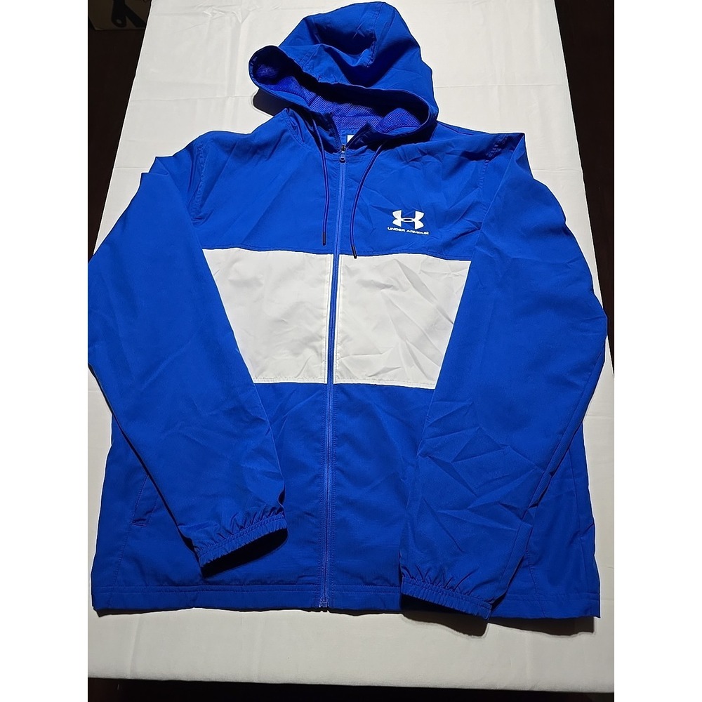Under Armour X Storm Windbreaker Jacket Size XL Full Zip Blue White